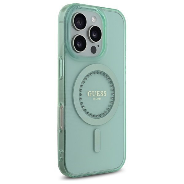 Guess GUHMP16XPFTDTEN iPhone 16 Pro Max 6.9&quot; zielony/green hardcase IML Rhinestones MagSafe