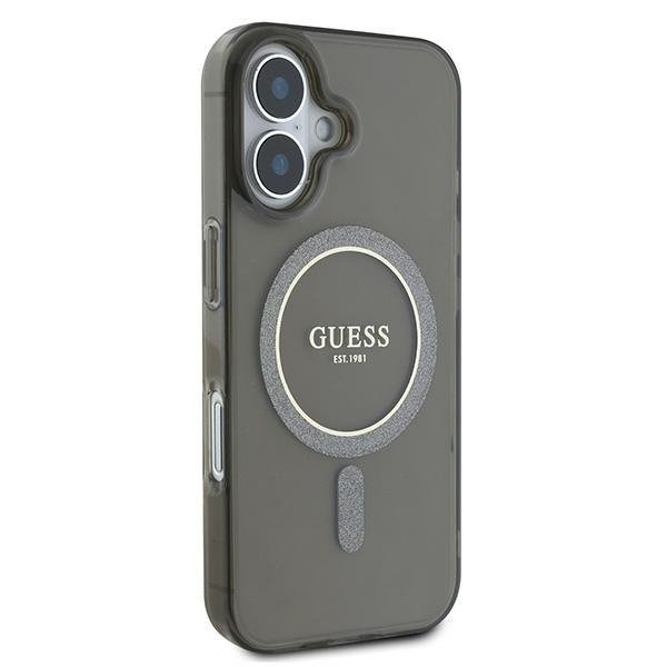 Guess GUHMP16SHFGEREK iPhone 16 6.1&quot; czarny/black hardcase IML Glitter Circle MagSafe
