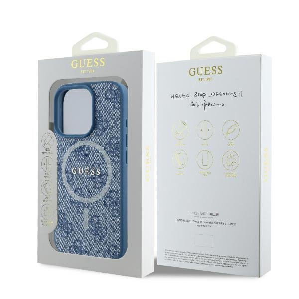 Guess GUHMP16LG4GFRB iPhone 16 Pro6.3&quot; niebieski/blue hardcase 4G Ring Classic Logo MagSafe