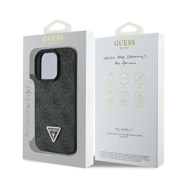 Guess GUHCP16XP4TDPK iPhone 16 Pro Max6.9&quot; czarny/black hardcase Leather 4G Triangle Strass