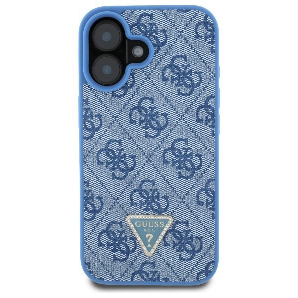 Guess GUHCP16SP4TDPB iPhone 16 6.1&quot; niebieski/blue hardcase Leather 4G Triangle Strass