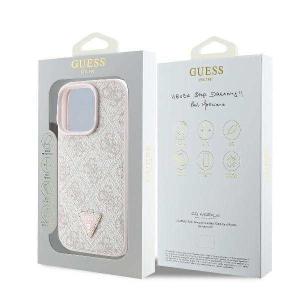 Guess GUHCP16LP4TDPP iPhone 16 Pro6.3&quot; różowy/pink hardcase Leather 4G Triangle Strass