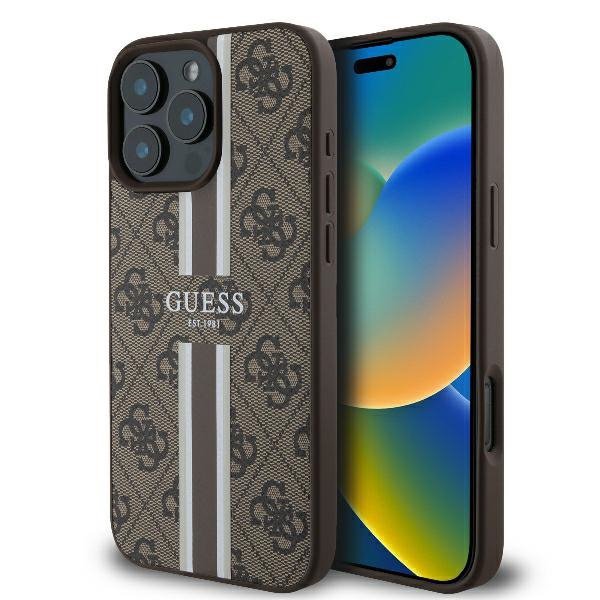 Guess GUHMP16LP4RPSW iPhone 16 Pro 6.3&quot; brązowy/brown hardcase 4G Printed Stripes MagSafe