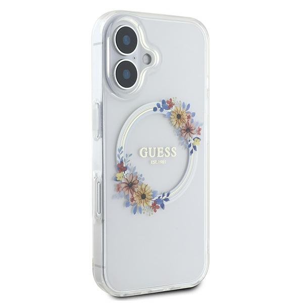 Guess GUHMP16SHFWFCT iPhone 166.1&quot; przeźroczysty/transparent hardcase IML Flowers Wreath MagSafe