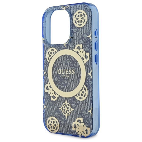 Guess GUHMP16LH4PYEEB iPhone 16 Pro 6.3&quot; niebieski/blue hardcase IML Peony On 4G Background MagSafe