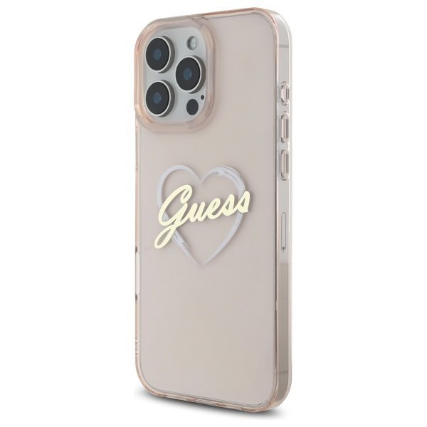 Guess GUHCP16LHCHGSPP iPhone 16 Pro 6.3&quot; różowy/pink hardcase IML Heart
