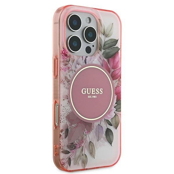 Guess GUHMP16XHFWBDCEP iPhone 16 Pro Max6.9&quot; różowy/pink hardcase IML Flower & Tonal Circle MagSafe