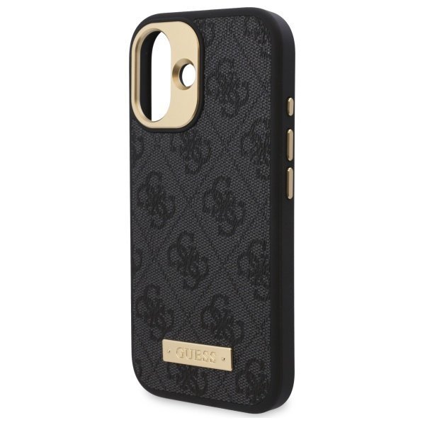 Guess GUHMP16SU4GPRK iPhone 16 6.1&quot; czarny/black hardcase 4G Logo Plate MagSafe
