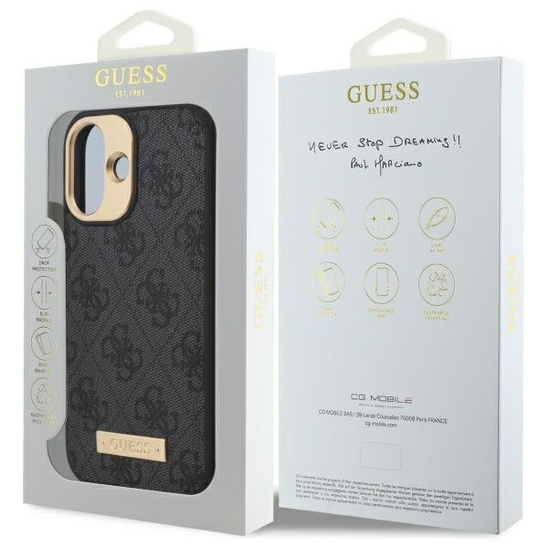 Guess GUHMP16SU4GPRK iPhone 16 6.1&quot; czarny/black hardcase 4G Logo Plate MagSafe