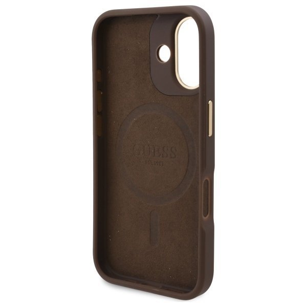 Guess GUHMP16SU4GPRW iPhone 16 6.1&quot; brązowy/brown hardcase 4G Logo Plate MagSafe