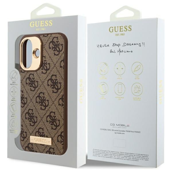 Guess GUHMP16MU4GPRW iPhone 16 Plus 6.7&quot; brązowy/brown hardcase 4G Logo Plate MagSafe