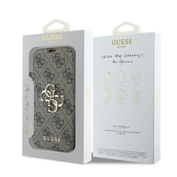 Guess GUBKP16M4GMGBR iPhone 16 Plus6.7&quot; brązowy/brown book 4G Metal Logo