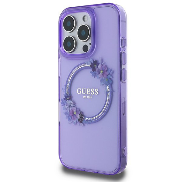 Guess GUHMP16XHFWFCU iPhone 16 Pro Max6.9&quot; fioletowy/purple hardcase IML Flowers Wreath MagSafe