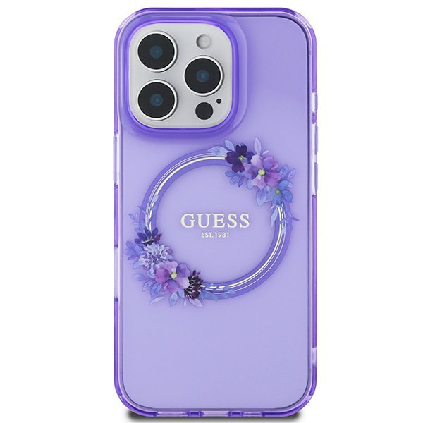 Guess GUHMP16XHFWFCU iPhone 16 Pro Max6.9&quot; fioletowy/purple hardcase IML Flowers Wreath MagSafe