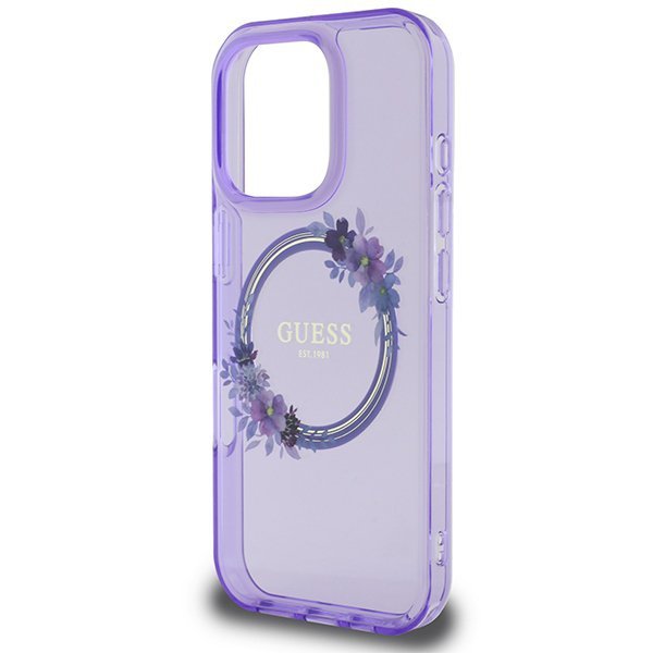 Guess GUHMP16XHFWFCU iPhone 16 Pro Max6.9&quot; fioletowy/purple hardcase IML Flowers Wreath MagSafe