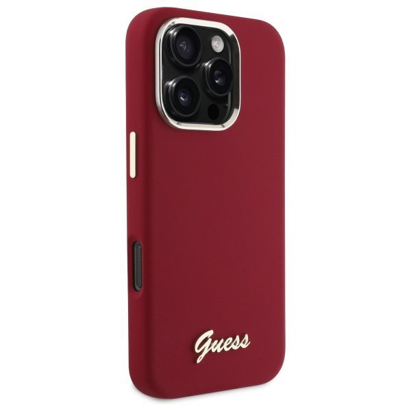 Guess GUHCP16LSMBSLM iPhone 16 Pro6.3&quot; magenta hardcase Silicone Script Metal Logo
