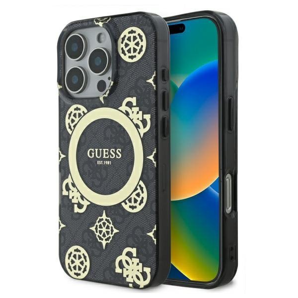 Guess GUHMP16XH4PYEEK iPhone 16 Pro Max  6.9&quot; czarny/black hardcase IML Peony On 4G Background MagSafe