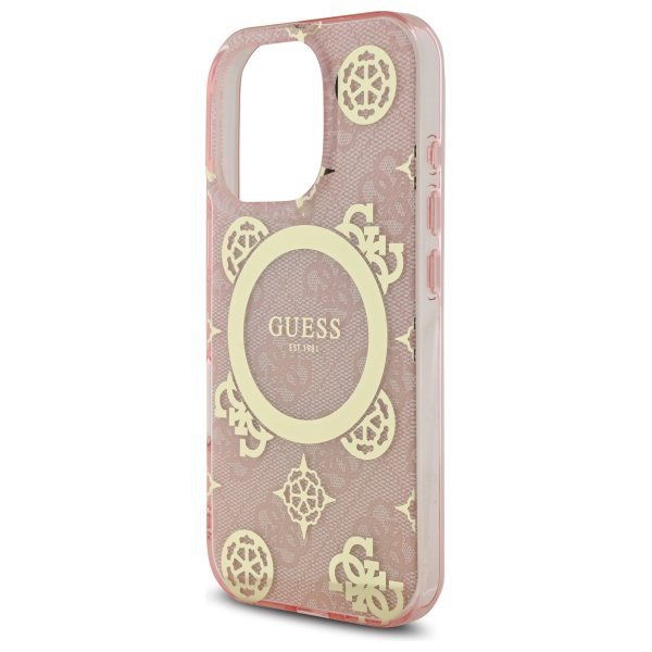 Guess GUHMP16XH4PYEEP iPhone 16 Pro Max  6.9&quot; różowy/pink hardcase IML Peony On 4G Background MagSafe