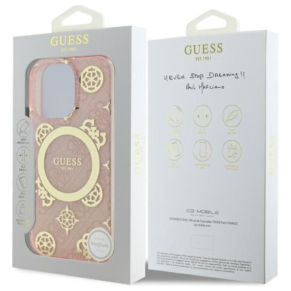 Guess GUHMP16XH4PYEEP iPhone 16 Pro Max  6.9&quot; różowy/pink hardcase IML Peony On 4G Background MagSafe