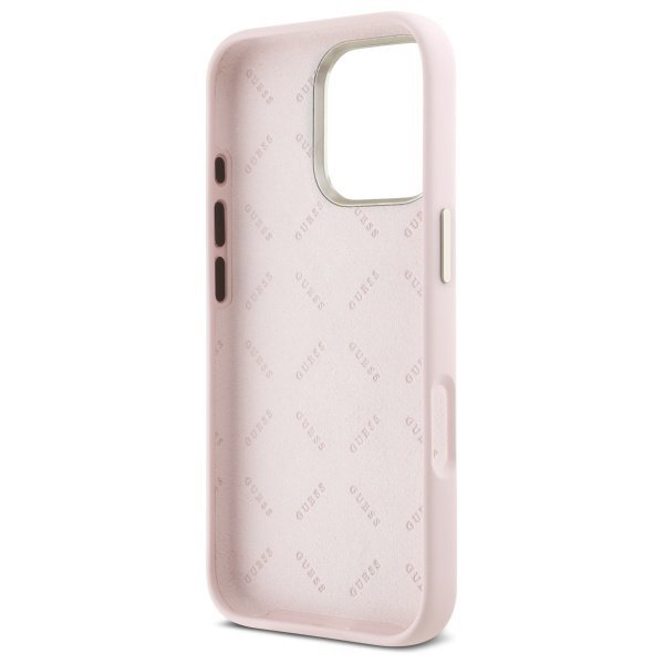 Guess GUHCP16LSMBSLP iPhone 16 Pro 6.3&quot;  różowy/pink hardcase Silicone Script Metal Logo & Frame