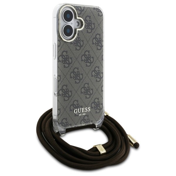 Guess GUHCP16SHC4SEW iPhone 16 6.1&quot;      brązowy/brown hardcase Crossbody Cord 4G Print