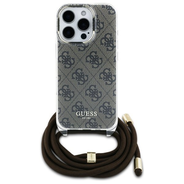 Guess GUHCP16XHC4SEW iPhone 16 Pro Max   6.9&quot; brązowy/brown hardcase Crossbody Cord 4G Print