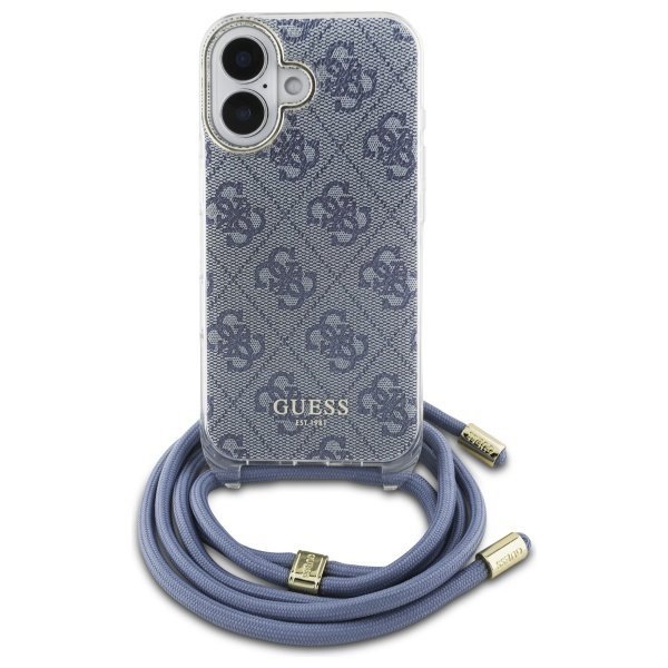 Guess GUHCP16SHC4SEB iPhone 16 6.1&quot;      niebieski/blue hardcase Crossbody Cord 4G Print