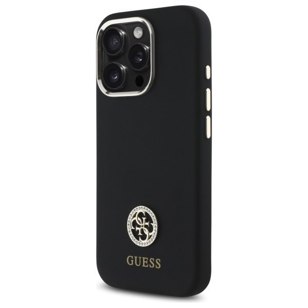 Guess GUHCP16LM4DGPK iPhone 16 Pro 6.3&quot;  czarny/black hardcase Silicone Logo Strass 4G