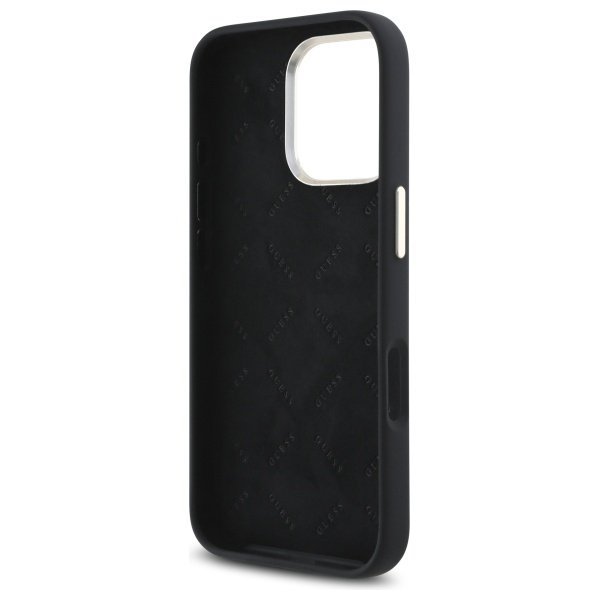 Guess GUHCP16LM4DGPK iPhone 16 Pro 6.3&quot;  czarny/black hardcase Silicone Logo Strass 4G