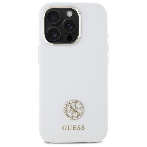 Guess GUHCP16LM4DGPH iPhone 16 Pro 6.3&quot;  biały/white hardcase Silicone Logo Strass 4G