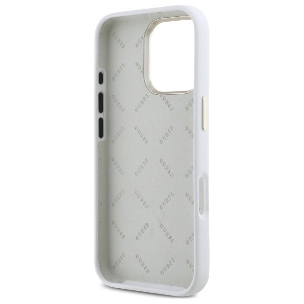 Guess GUHCP16XM4DGPH iPhone 16 Pro Max   6.9&quot; biały/white hardcase Silicone Logo Strass 4G