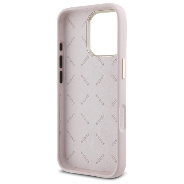 Guess GUHCP16LM4DGPP iPhone 16 Pro 6.3&quot; jasnoróżowy/pink hardcase Silicone Logo Strass 4G