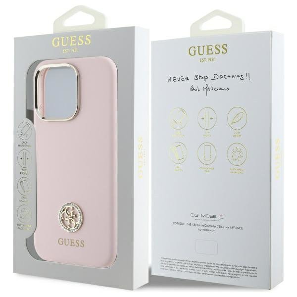 Guess GUHCP16XM4DGPP iPhone 16 Pro Max   6.9&quot; jasnoróżowy/pink hardcase Silicone Logo Strass 4G