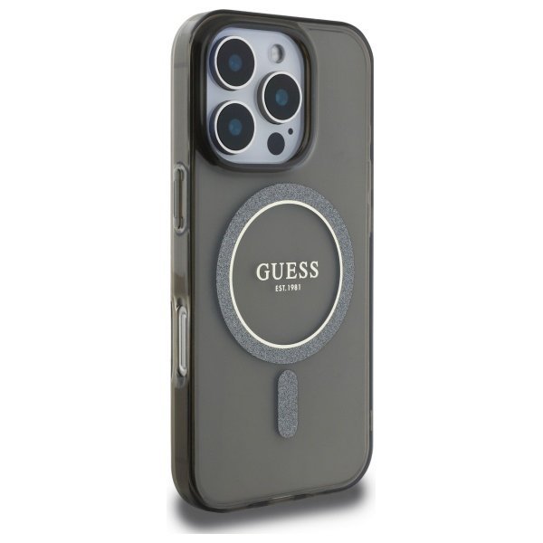 Guess GUHMP16LHFGEREK iPhone 16 Pro 6.3&quot; czarny/black hardcase IML Glitter Circle MagSafe