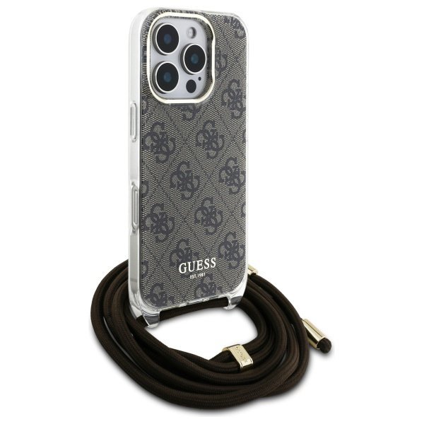 Guess GUHCP16LHC4SEW iPhone 16 Pro 6.3&quot;  brązowy/brown hardcase Crossbody Cord 4G Print