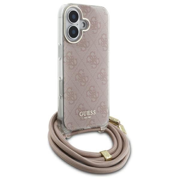 Guess GUHCP16SHC4SEP iPhone 16 6.1&quot;      różowy/pink hardcase Crossbody Cord 4G Print