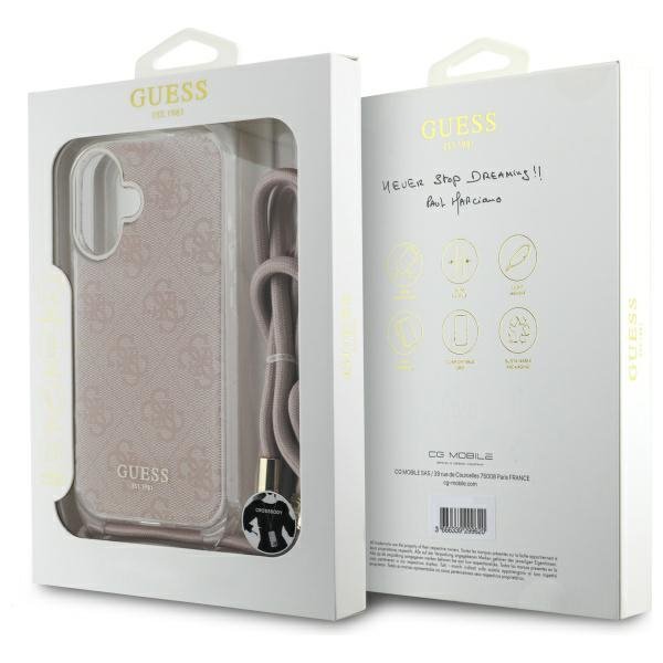 Guess GUHCP16SHC4SEP iPhone 16 6.1&quot;      różowy/pink hardcase Crossbody Cord 4G Print