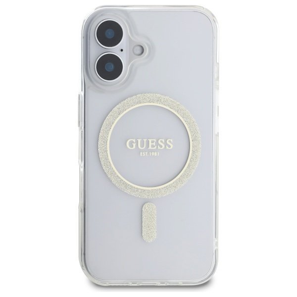 Guess GUHMP16MHFGERET iPhone 16 Plus     6.7&quot; przeźroczysty/transparent hardcase IML Glitter Circle MagSafe