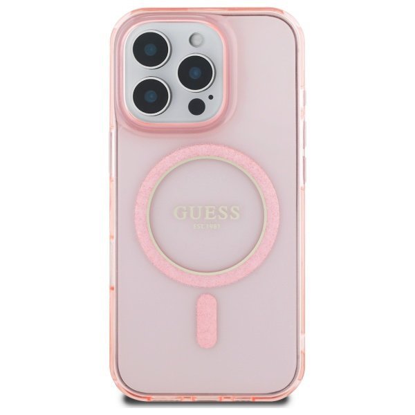 Guess GUHMP16LHFGEREP iPhone 16 Pro 6.3&quot; różowy/pink hardcase IML Glitter Circle MagSafe