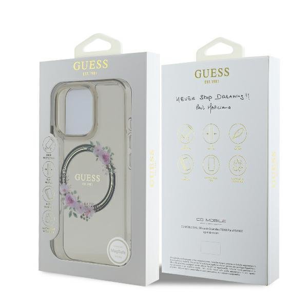Guess GUHMP16XHFWFCK iPhone 16 Pro Max   6.9&quot; czarny/black hardcase IML Flowers Wreath MagSafe