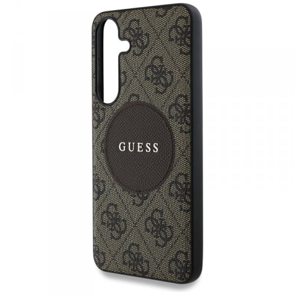 Etui Guess 4G Round Patch Classic Logo   MagSafe do Samsung Galaxy S25+ brązowy