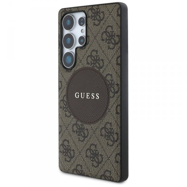 Etui Guess 4G Round Patch Classic Logo   MagSafe do Samsung Galaxy S25 Ultra brązowy