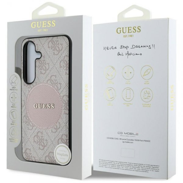 Etui Guess 4G Round Patch Classic Logo   MagSafe do Samsung Galaxy S25+ różowy