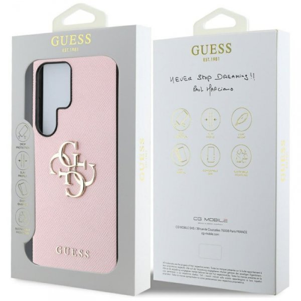 Etui Guess Grained Big 4G Logo Small     Classic Logo do Samsung Galaxy S25 Ultra różowy