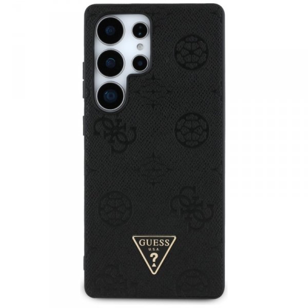 Etui Guess Grained Hot Stamp Peony       Pattern Triangle Logo MagSafe do Samsung Galaxy S25 Ultra czarny