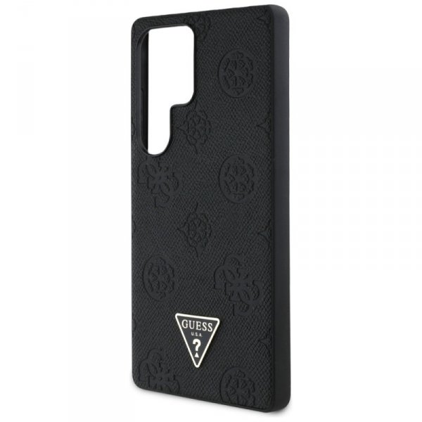 Etui Guess Grained Hot Stamp Peony       Pattern Triangle Logo MagSafe do Samsung Galaxy S25 Ultra czarny