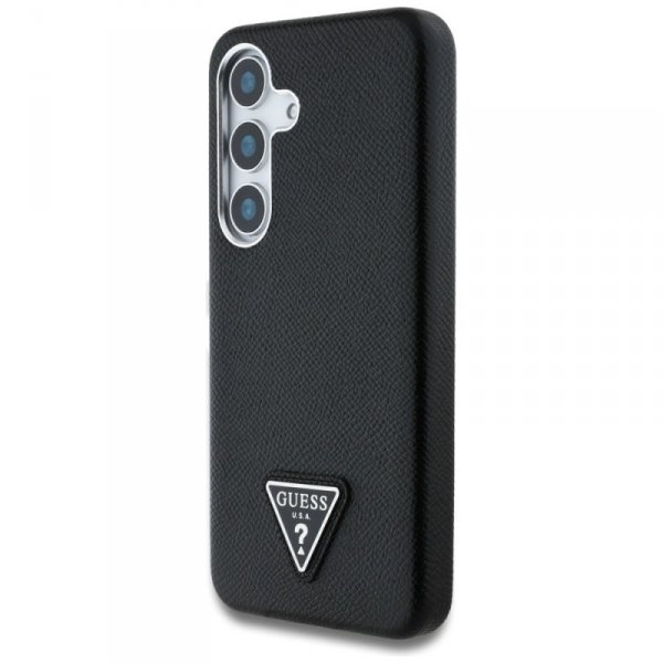 Etui Guess Grained Triangle Logo MagSafe do Samsung Galaxy S25 czarny