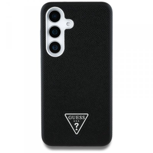Etui Guess Grained Triangle Logo MagSafe do Samsung Galaxy S25 czarny