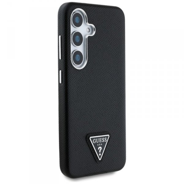 Etui Guess Grained Triangle Logo MagSafe do Samsung Galaxy S25 czarny