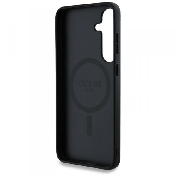 Etui Guess Leather 4G Colored Ring       Classic Logo MagSafe Samsung Galaxy S25 czarny
